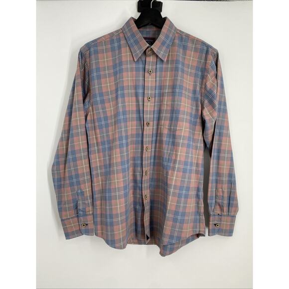 Untuckit Plaid Shirt Men’s Small Slim Fit Blue/Pink Preppy Office Business 926 - Picture 2 of 8